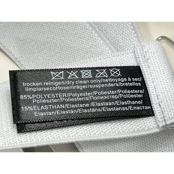 White Dunmore Elastic Suspenders W/ Silver Clips For Men Adjustable 42 inch 34k - Picture 4 of 8